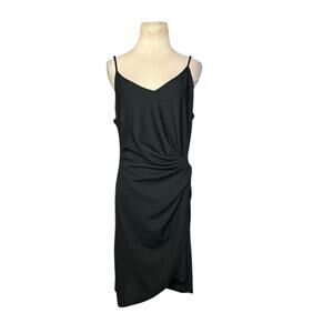 H&M black side twist overlap strappy summer dress size large
